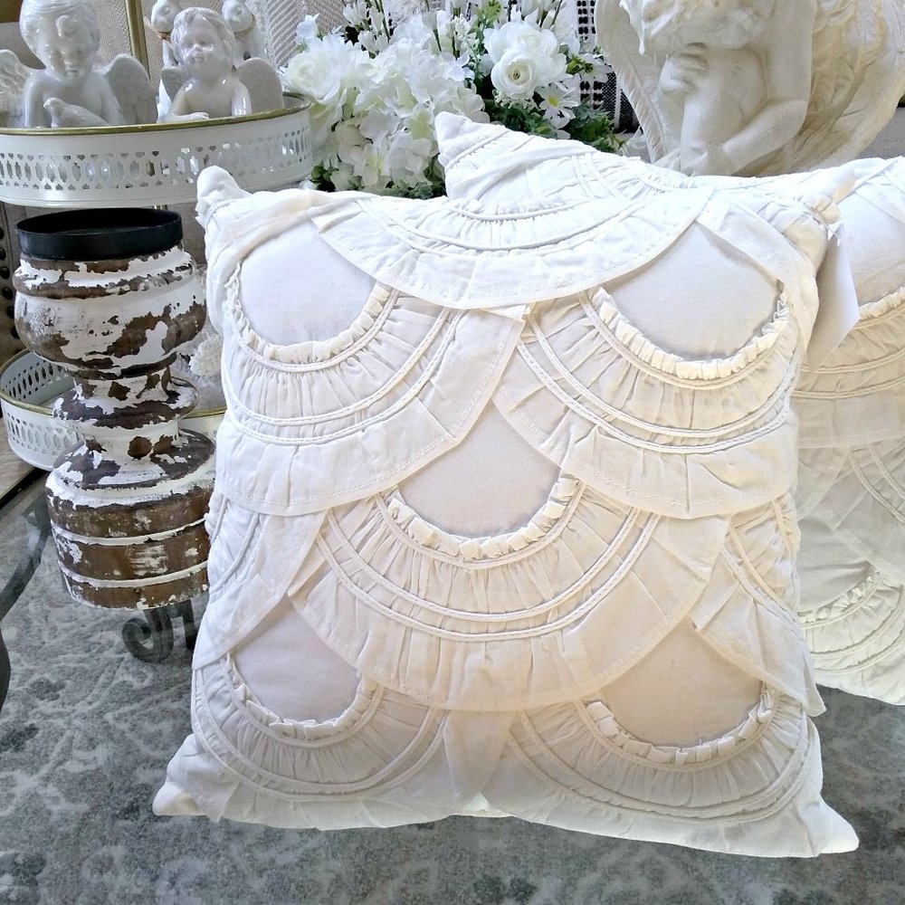 NEW! SHABBY Cottage CHIC Cotton PILLOWS SET/2